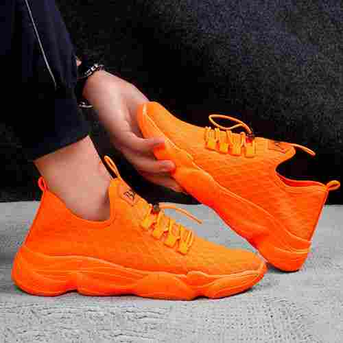 Mens Orange Color Walking Stylish Shoes