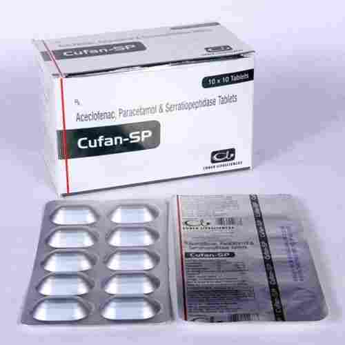 Aceclofenac Paracetamol And Serratiopeptidase Pain Killer Tablet