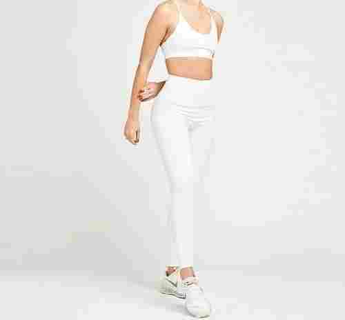 Ladies Plain White Gym and Yoga Wear Legging