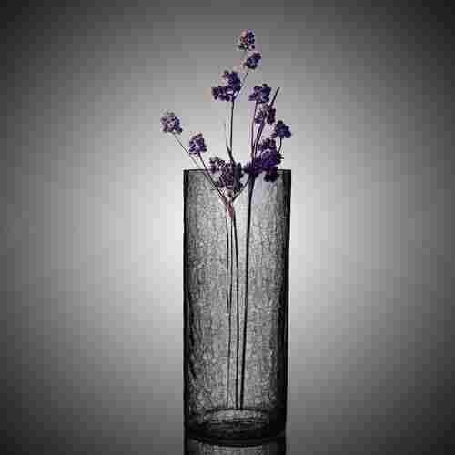 Decent Glass Clear Crackle Round Glass Tall Vase 25cm Tall X 10cm Wide Cylinder Glass Vase For Weddings, Events, Decorating, Arrangements, Flowers, Office, Or Home Decor. (10 Inch)
