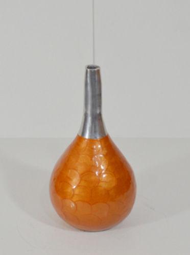 Metal Aluminum Orange Enamel Texture Flower Pot