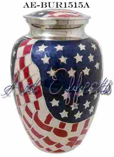 Solid Brass Embossed American Flag Urn