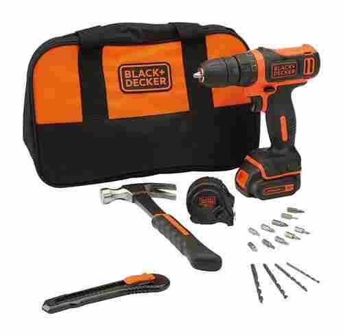 Black+Decker 24 Pieces 10.8v Orange Cordless Drill Kit, Bdcdd12htsa