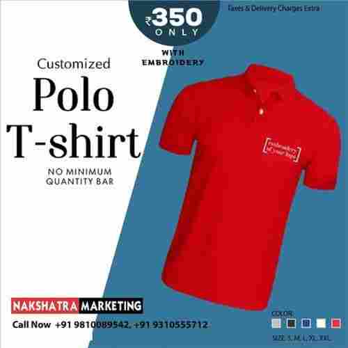 Customized Embroidered Red Cotton Polo T-Shirts