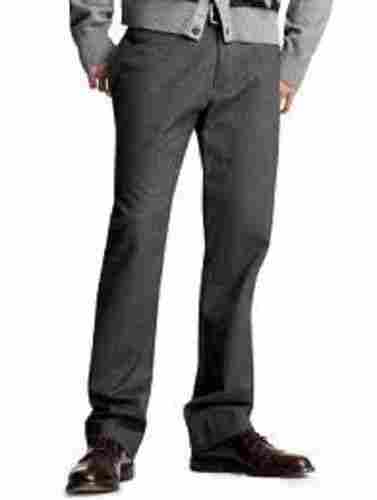 Formal Plain Cotton Long Pants For Mens, Regular Fit, Black Color