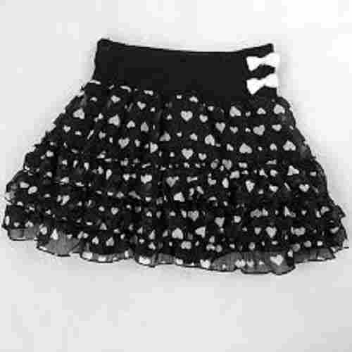 Kids Georgette Printed Short Skirts, Black Color