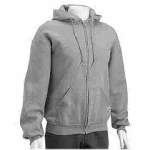 Mens Plain Hooded Sweatshirts, Long Sleeve, Gray Color, Casual Wear