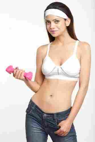 Zimmy Backless Bra For Ladies, Special Design For Playing Sports Or Going For Gym, White Color, Inner Wear