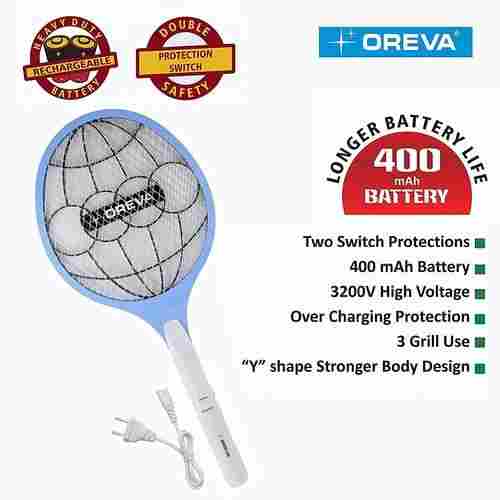 Oreva Mosquito Racket (Ormr-027), Mosquito And Insects Repellent With Shock Proof Triple Grill Technology - Multicolour