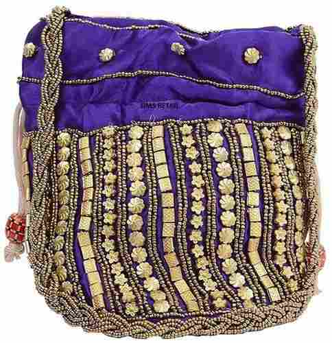 Soft Texture Ladies Cotton Beads Potli Bag