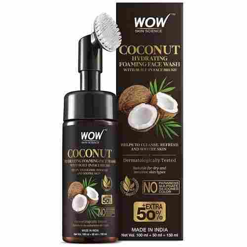 WOW Skin Science Coconut Hydrating Foaming Face Wash with Built-In Face Brush