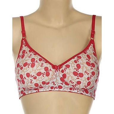 Red & Off White Printed Hosiery Cotton Glory Push Up Bra For Ladies, Ideal For Great Support Under T-Shirt, Kurtas, Other Modern Wear, Non-Padded, Inner Wear