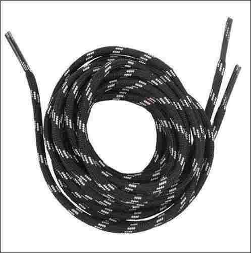 Round Black Stripped Shoe Lace