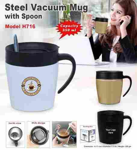Designer Steel Vacuum Mug with Spoon