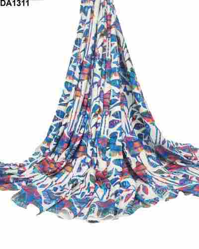 Twill Silk Digital Print Fabric Fancy Unstitch Material For Womena  s Clothing (2.5 Meter Cut, 58" Width)
