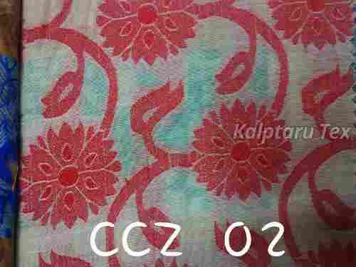 Ccz 02 Chanderi Printed Jacquard Fabric For Textile, Skin Friendly, Top Quality, Beautiful Design, Red Color, Thickness : 1mm, Width : 45 Inch