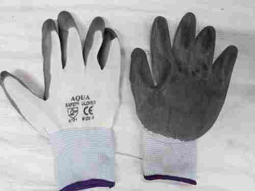 White And Grey Latex Coated Safety Hand Gloves