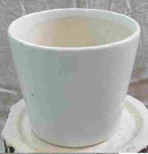 White Color Plain Glass Ceramic Pot
