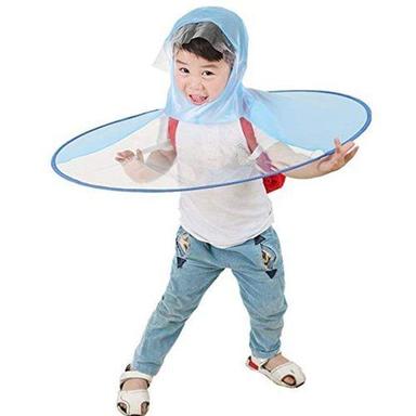 Blue Durable Stylish Transparent Type Kids Foldable Raincoat Umbrella