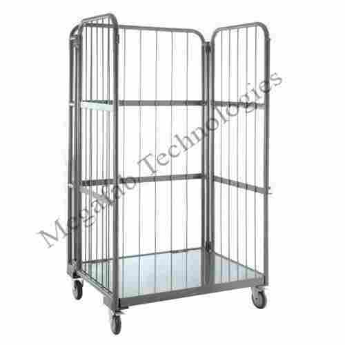 Silver Color Stainless Steel Material Strong And Durable Cage Trolley