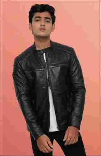 Dual Zipper Semi Quilted Leather Jacket
