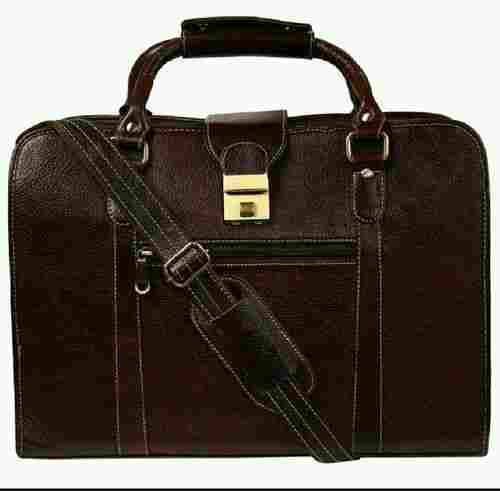 Best Quality Leather Laptop Bag, Push Button Closure, Plain Pattern, Shiny Look, Nice Grip, Fine Texture, Eco Friendly, Dark Brown Color