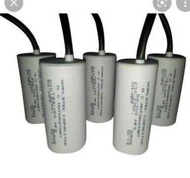 White Cylindrical Dry Industrial Capacitor