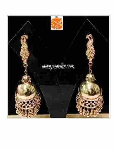 Golden Color Polished Jhumka Earrings