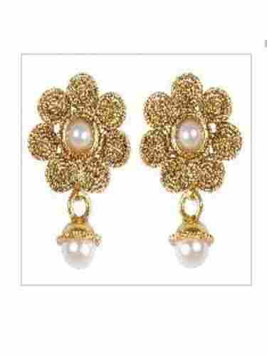 Golden Indian Traditional Small Jhumki Style Earrings