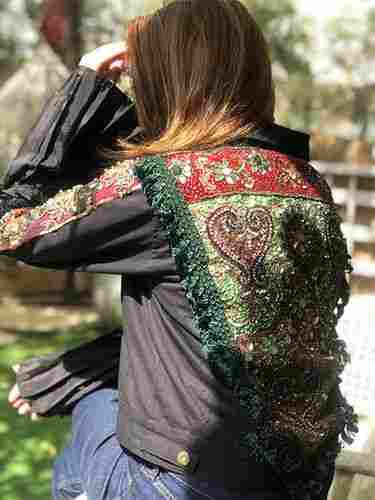 Hand Embroidered Embellished Denim Jacket
