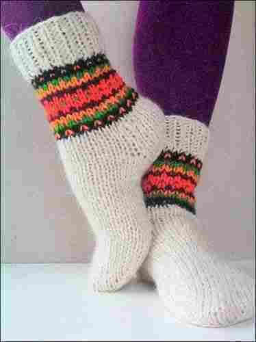 Kids White Woolen Socks