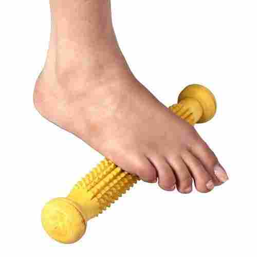 Yellow Wooden Acupressure Foot Roller For Foot Massager, Round Shape, Finest Quality, Hard Texture, Skin Friendly, Weight : 250 Gm