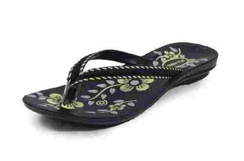 Black Flat Sandal For Ladies, Printed Pattern, Finest Quality, Eye Catchy Look, Comfortable Experience, Good Texture, Skin Friendly, Easy To Walk, Nice Grip, Casual Wear, Leather And Plastic Material