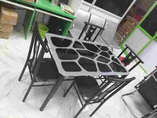 Designer 4 Seater Black Glass Dining Table And Chair Set