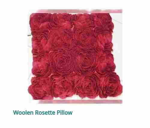 Fine Finish Square Shape Woolen Rosette Pillow