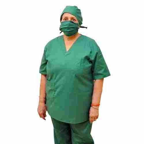 Green Hospital Pure Cotton Nurse Uniform Set, Half Sleeves, V-Neck, Optimum Quality, Soft Texture, Skin Friendly, Comfortable To Wear, Nurse Wear, Size : Medium