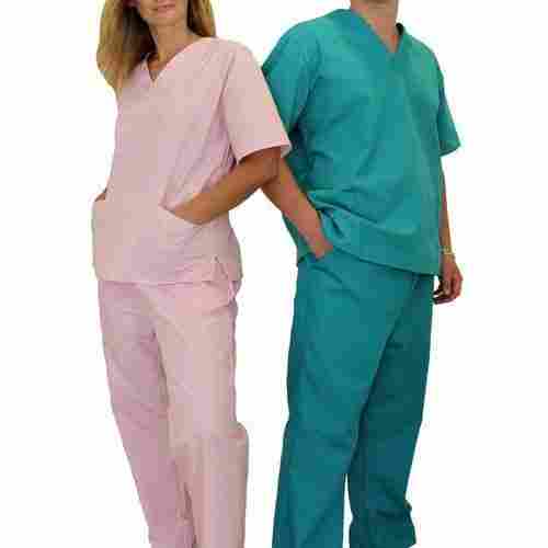 Hospital Staff Cotton Uniforms Set, Half Sleeves, V-Neck, Good Quality, Soft Texture, Skin Friendly, Comfortable To Wear