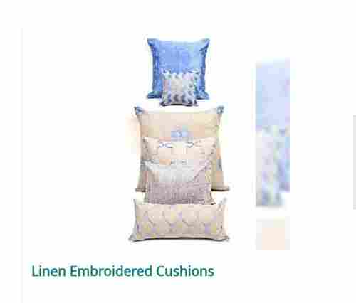 Square Shape Linen Embroidered Cushion