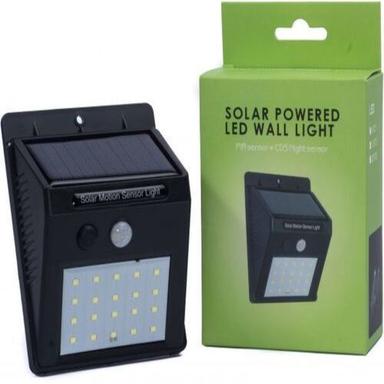 Black Plastic Glass And Led Made Warm White Color Solar Wall Light 