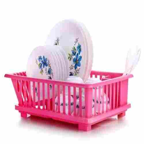 2 Shelves Cum Section Plastic Made Pink Color Sink Dish Drainer Drying Rack