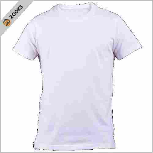 Poly Cotton Round Neck White T Shirt