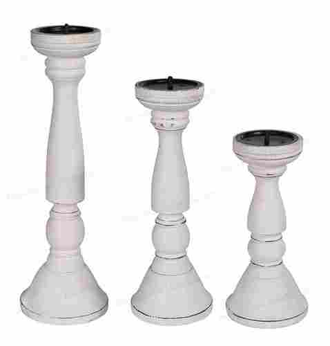 Wooden Candle Holder and Stand Set of 3