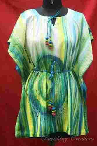 Hand Painted Cotton Kaftan For Ladies, Best Quality, Elegant Design, Attractive Look, Soft Texture, Skin Friendly, Comfortable To Wear