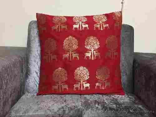 Red Brocade Cushion Cover, Square Shape, Printed Pattern, Fine Quality, Stylish Design, Antique Style, Appealing Look, Soft Texture, Eco Friendly, Size :16x16inch