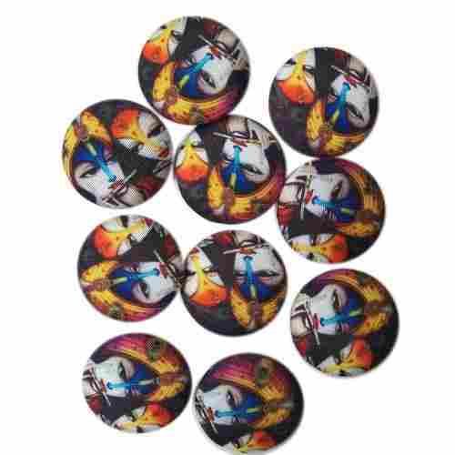 Round Shaped Printed Radha Krishna Image Ladies Suit Buttons