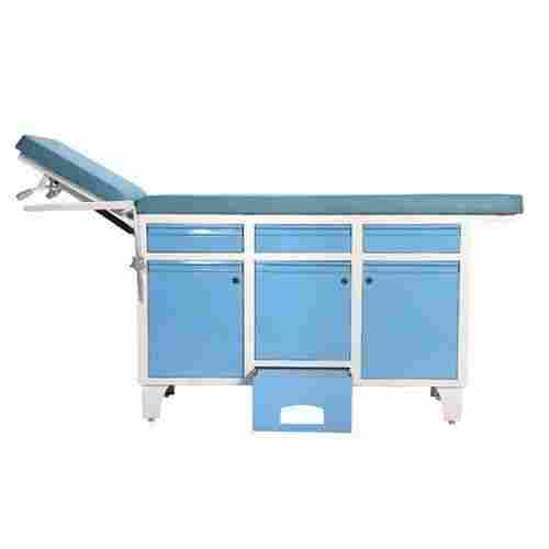 Blue Color With Leather Seat Material Hospital Use Mild Steel Patient Examination Table