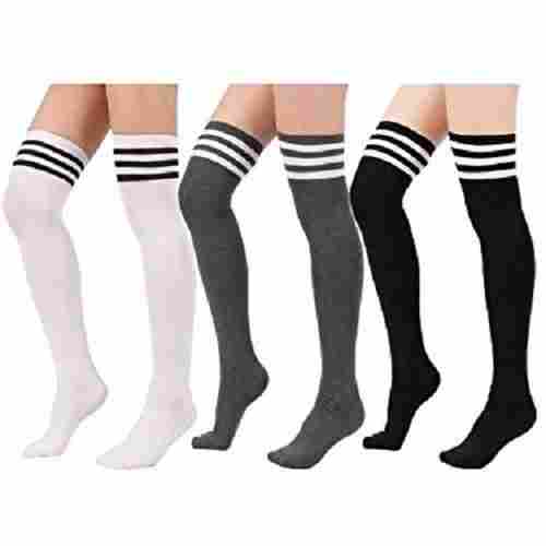 Knee Length Cotton Socks For Ladies, Relaxed, Plain Pattern, Supreme Quality, Attractive Look, Skin Friendly, Soft Texture, Comfortable To Wear, Breathable Fabric