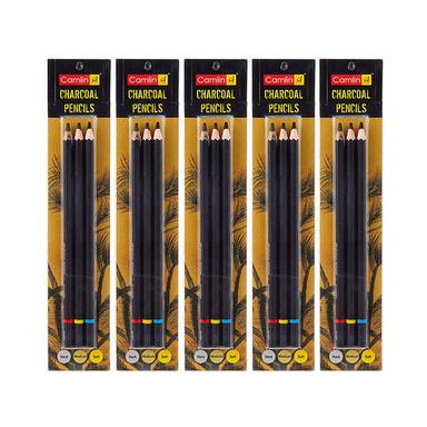 Camlin Kokuyo Charcoal Assorted Pencils Set Of 3 Pack Of 5 Pieces