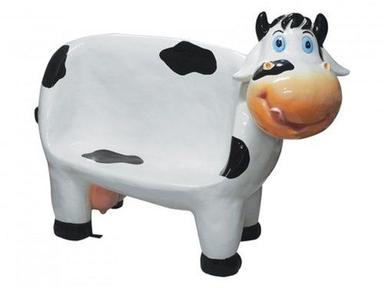 White+Black Indoor Outdoor Interactive 3 Seater Plastic Cow Shape Bench