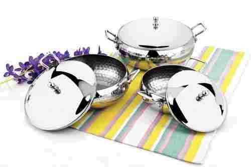 Stainless Steel Hammered Handi Set